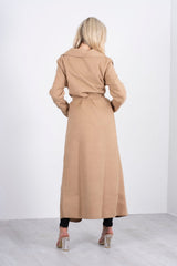 Beige collared trench coat