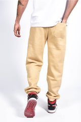 Mens Beige Basic Cuffed Joggers
