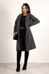 Charcoal waterfall pocket detail duster jacket  