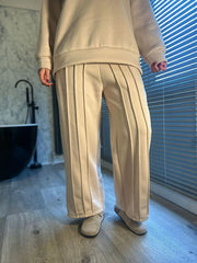 Oatmeal Fleece Lined Seem Straight Leg Trouser