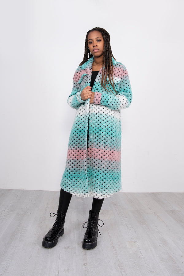 Mint Ombre Longline Bubble Shacket