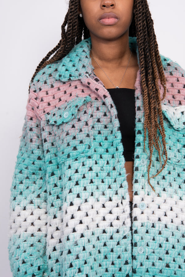 Mint Ombre Longline Bubble Shacket