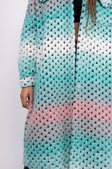Mint Ombre Longline Bubble Shacket