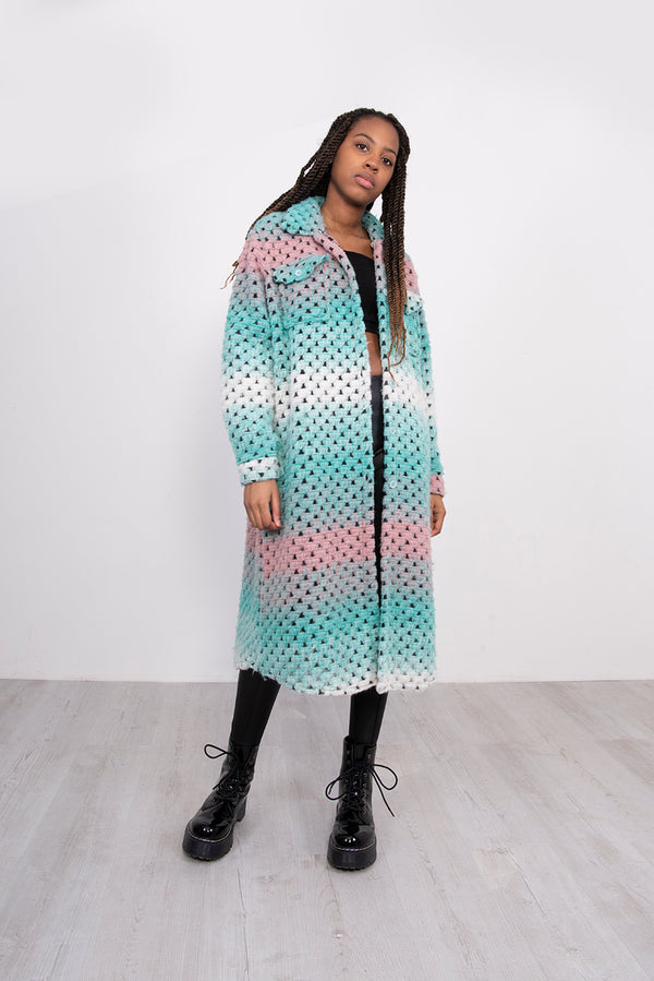 Mint Ombre Longline Bubble Shacket