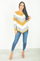 Mustard Chevron Knitted Jumper