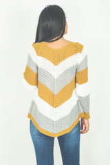 Mustard Chevron Knitted Jumper