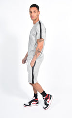 Mens Grey Monochrome Striped Short Set