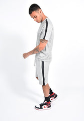Mens Grey Monochrome Striped Short Set