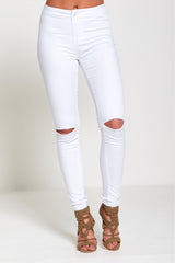 White High Waisted Super Stretch Skinny Jeans