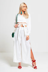 White Long Sleeves Cropped Top