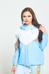 BLUE ZIP THROUGH HOODED JACKET