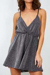 Silver Glitter Strappy Playsuit