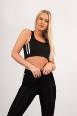 Black Stripe Top And Legging Sports Set
