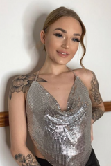 Silver Chainmail Halter Neck Top