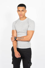 Mens Grey Basic Crew Neck T-Shirt