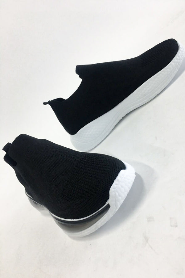 Mens Black Knitted Sock Trainers