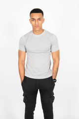 Mens Grey Basic Crew Neck T-Shirt