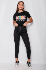 Black Multi Sequin Vogue Top