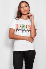 White Multi Sequin Vogue Top