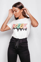 White Multi Sequin Vogue Top