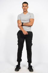 Mens Grey Classic V-Neck T-Shirt