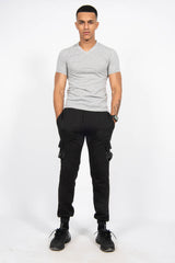 Mens Grey Classic V-Neck T-Shirt