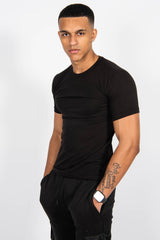 Mens Black Basic Crew Neck T-Shirt