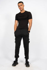 Mens Black Basic Crew Neck T-Shirt