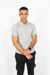 Mens Grey Half Sleeve Polo T -Shirt