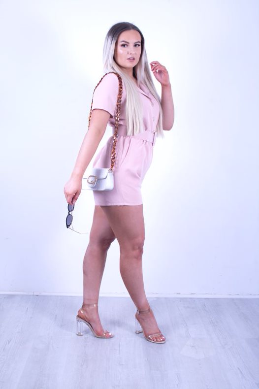 Button Up Belted Playsuit