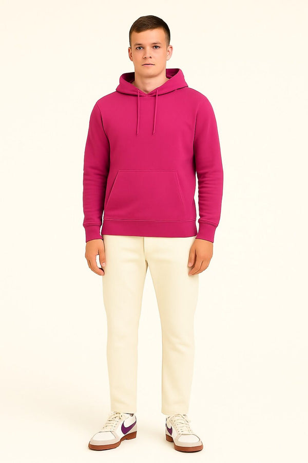 Fuchsia Oversized Casual Pullover Hoodie