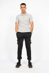 Mens Grey Half Sleeve Polo T -Shirt