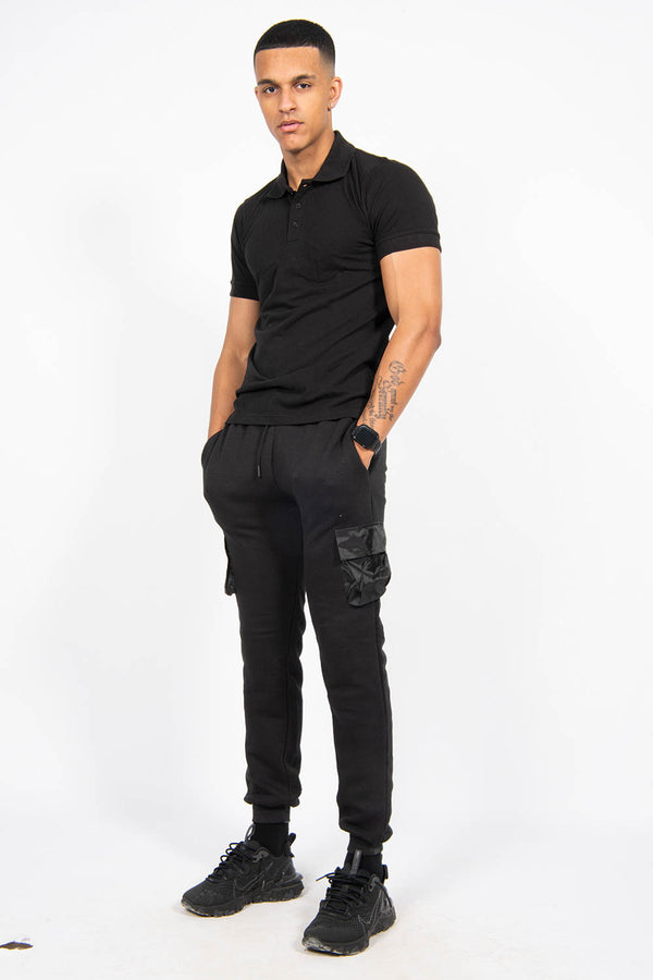 Mens Black Half Sleeve Polo T -Shirt