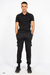 Mens Black Half Sleeve Polo T -Shirt
