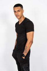 Mens Black Classic V-Neck T-Shirt