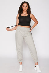 Black Ribbed Ruched Side Crop Top