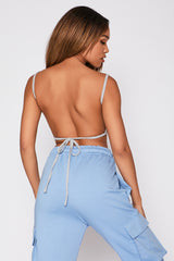 Grey Rib Strappy Tie Back Bralet