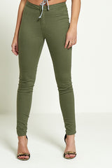 Khaki High Waisted Skinny Jeans