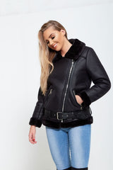 Black Aviator Leather Jacket 