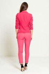 Pink High Waist Belted Tapered Trousers