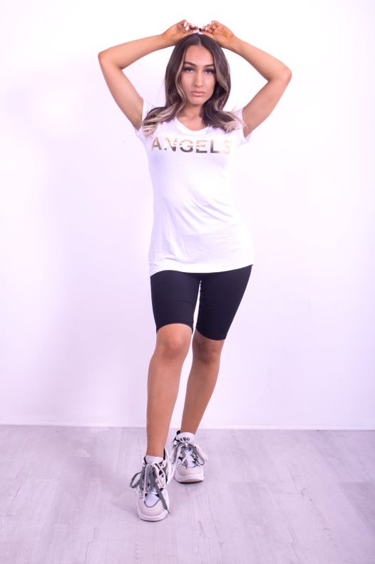 White Angels Wing Slogan Tee Top