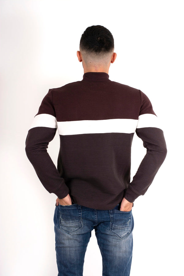 Mens Charcoal Ribbed Three Tone Jumper