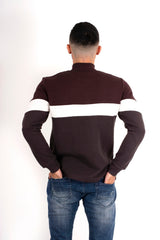 Mens Charcoal Ribbed Three Tone Jumper