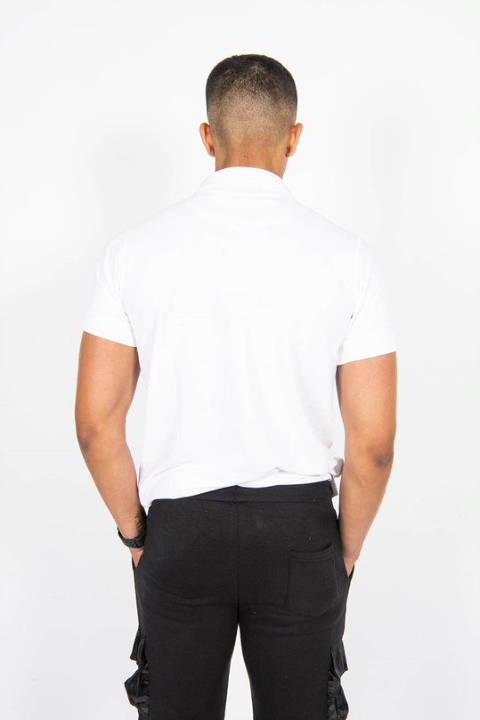 Mens White Half Sleeve Polo T -Shirt