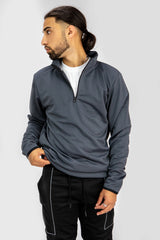 Mens Charcoal Half Zip Pullover Jumper