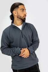 Mens Charcoal Half Zip Pullover Jumper