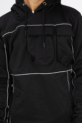 Mens Black Multi Pocket Reflective Tracksuit