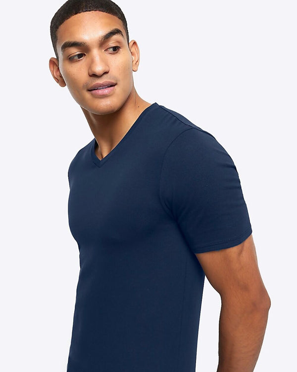 Mens Navy Classic V-Neck T-Shirt