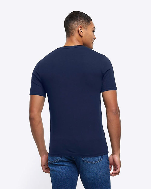 Mens Navy Basic Crew Neck T-Shirt