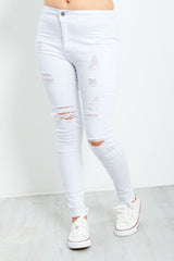 White Distressed Skinny Jeans